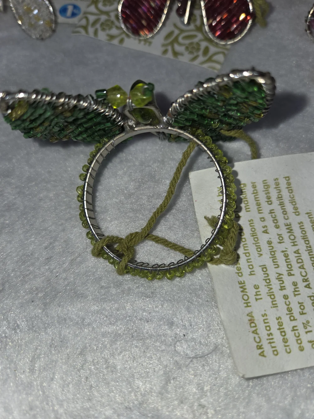 10 Arcadia Home Butterfly Beaded Napkin Ring Holders